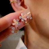 Sterling Silver Luxury Zircon Flower Studs - elegant Zircon Flower Studs