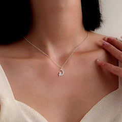 Sterling Silver Luxury Zircon Moon Cat Necklace worn to showcase its length and pendant detail