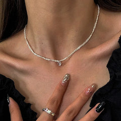 Sterling Silver Luxury Zircon Multi-Layer Braided Necklace - beautiful Braided Chain Necklace