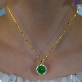 Sterling Silver Luxury Zircon Round Chalcedony Necklace - beautiful Chalcedony Pendant Necklace