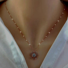 Sterling Silver Luxury Zircon Ruyi Peace Lock Necklace - beautiful Ruyi Lock Necklace