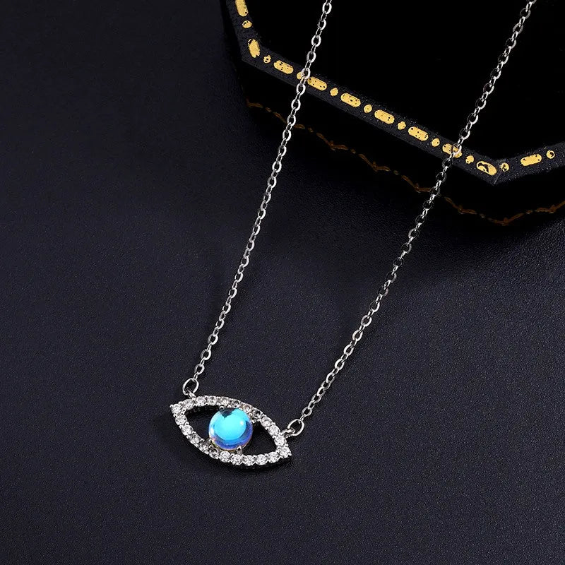 Close-up of the pendant and clasp on the Moonstone Eye Necklace