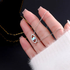 Detailed view of the Sterling Silver Moonstone Devil's Eye Necklace chain and pendant