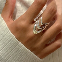 Close-up view of the gemstone and setting of the Multi-Layer Ring