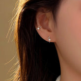 Sterling Silver Note Pearl Ear Clips - elegant Music Note Ear Cuffs
