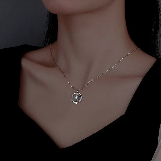 Sterling Silver Ocean Whale Diamond Necklace - beautiful Whale Tail Necklace