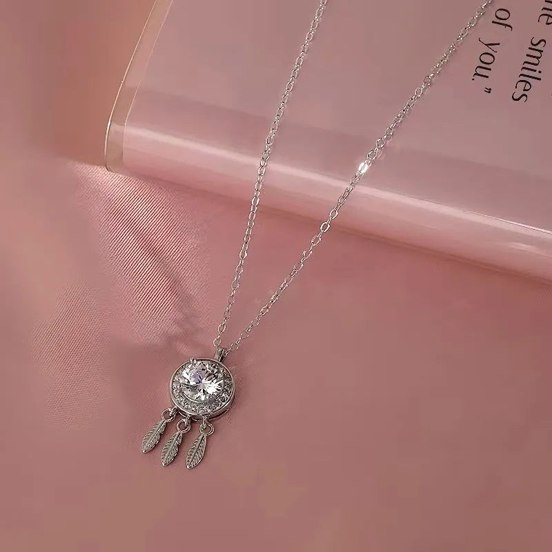 Close-up of the pendant and clasp on the One Carat Moissanite Necklace