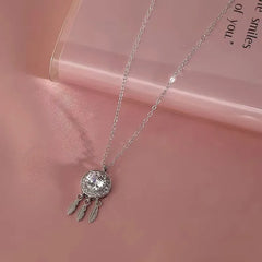 Close-up of the pendant and clasp on the One Carat Moissanite Necklace