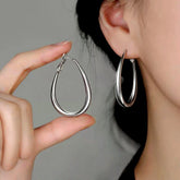 Sterling Silver Oval Hoop Earrings - elegant Oval Hoop Earrings