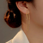 Sterling Silver Paper Clip Chain Tassel Earrings - elegant Paper Clip Tassel Earrings