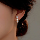 Sterling Silver Pearl Ear Hook Earrings - elegant Pearl Ear Hook Earrings