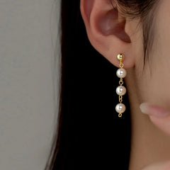 Sterling Silver Pearl Tassel Earrings - elegant Pearl Tassel Earrings