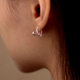 Sterling Silver Pink Diamond Heart Earrings - elegant Pink Heart Earrings