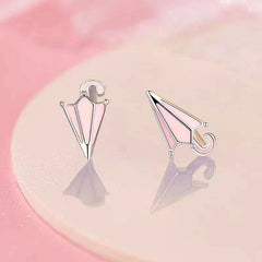 Close-up detail of the sparkling zircons and plating on the Umbrella Stud Earrings