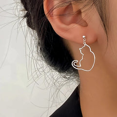 Angled view of the Sterling Silver Puppy Cat Earrings
