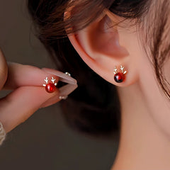 Sterling Silver Red Deer Antler Earrings - elegant Deer Antler Earrings