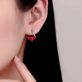 Sterling Silver Red Heart Earrings - elegant Red Heart Earrings
