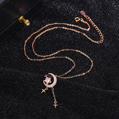 Detailed view of the Sterling Silver Romantic Star Necklace chain and pendant