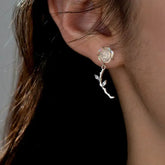 Sterling Silver Rose Tassel Earrings - elegant Rose Tassel Earrings