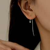 Sterling Silver Round Bead Threader Earrings - elegant Bead Threader Earrings
