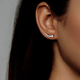 Sterling Silver S999 Heart Crawler Earrings - elegant Heart Crawler Earrings