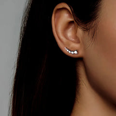 Sterling Silver S999 Heart Crawler Earrings - elegant Heart Crawler Earrings