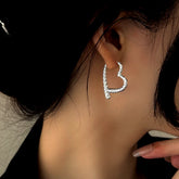 Sterling Silver S999 Pure Hanging Heart Earrings - elegant Hanging Heart Earrings