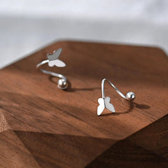 Sterling Silver Screw Butterfly Stud Earrings - elegant Screw Back Butterfly Studs