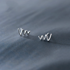 Close-up detail of the sparkling zircons and plating on the Wave Stud Earrings