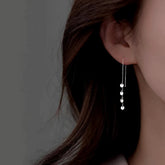 Sterling Silver Small Disc Tassel Threader Earrings - elegant Disc Tassel Earrings