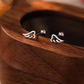 Sterling Silver Small Wing Screw Earrings - elegant Wing Screw Back Earrings