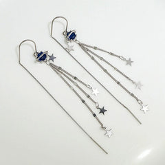 Close-up detail of the sparkling zircons and plating on the Star Threader Earrings