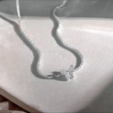 Sterling Silver Sparkling Diamond Butterfly Necklace - beautiful Sparkling Butterfly Necklace