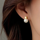 Sterling Silver Square Pearl Earrings - elegant Square Pearl Studs