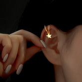 Sterling Silver Star Ear Clips ( 1 Pair ) - elegant Star Ear Cuffs