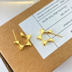 Angled view of the Sterling Silver Star Earrings