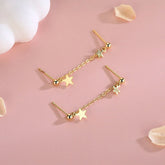 Sterling Silver Star Tassel Earrings - elegant Star Dangle Earrings
