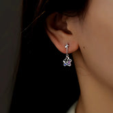 Sterling Silver Star Wishing Earrings - elegant Star Drop Earrings