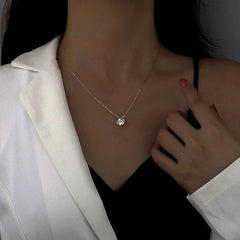 Sterling Silver Three-Dimensional Hollow Cube Necklace - beautiful Hollow Cube Necklace