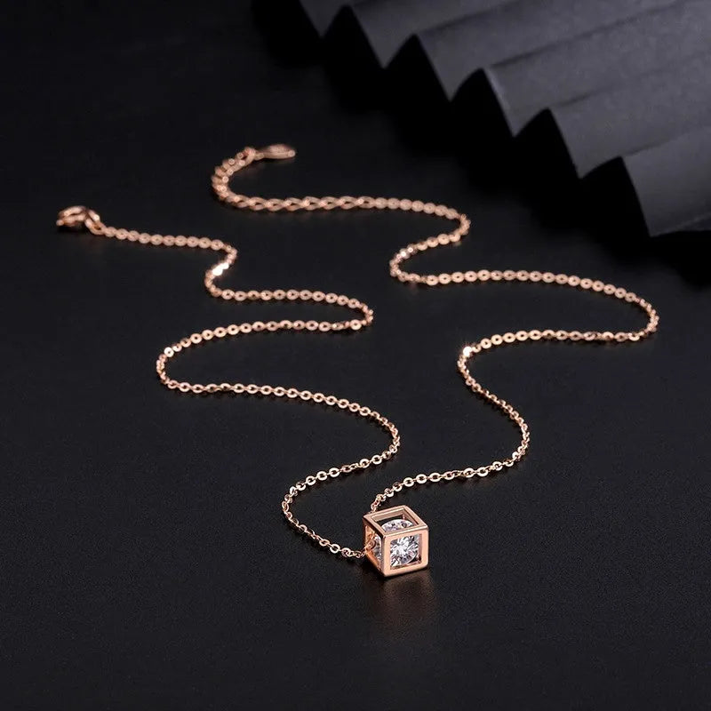 Styling the Sterling Silver Three-Dimensional Hollow Cube Necklace with a beautiful outfit