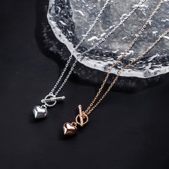 Detailed view of the Sterling Silver Three-Dimensional Love Heart Necklaces chain and pendant