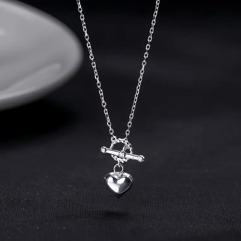 Close-up of the pendant and clasp on the 3D Heart Necklace