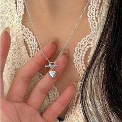 Sterling Silver Three-Dimensional Love Heart Necklaces - beautiful 3D Heart Necklace