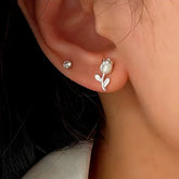 Sterling Silver Tulip Stud Earrings - elegant Tulip Stud Earrings