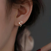 Sterling Silver Wave Pattern Earrings - elegant Wave Hoop Earrings