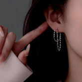 Sterling Silver Wavy Chain Earrings - elegant Wavy Chain Earrings