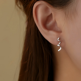 Sterling Silver Wavy Ribbon Earrings - elegant Wavy Ribbon Earrings