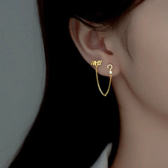 Sterling Silver Why Letter Tassel Earrings - elegant Letter Tassel Earrings