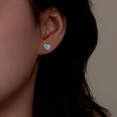 Sterling Silver Zircon Blue Heart-Design Stud Earrings - elegant Blue Heart Studs