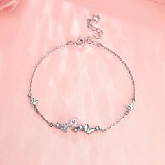 Close-up of the clasp and charm details on the Zircon Butterfly Bracelet